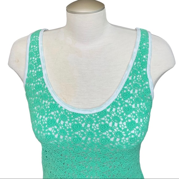 NWOT Silvian Heach Green Bodycon Crochet Sleeveless Dress Size XS - Picture 5 of 15